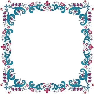 Vector floral frame with traditional Norwegian Rosemaling motif