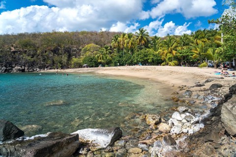 The beach Plage de Petite Anse near Deshaies, Basse-Terre, Guadeloupe, France, North America