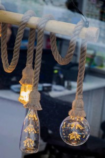 Decorative style filament light bulbs in view