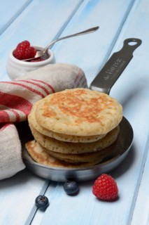 Blini, mini pancakes with fruit, blini