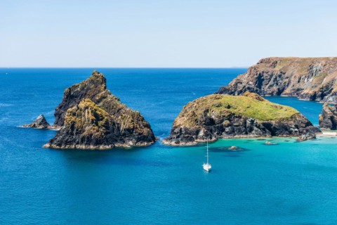 Kynance Cove and Asparagus Island, Cornwall, England, United Kingdom, Europe