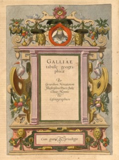 Atlas, map from 1623, Gaul, France, intertitle in the atlas, digitally restored reproduction from an engraving by Gerhard Mercator, born as Gheert Cremer, 5 March 1512, 2 December 1594, geographer and...