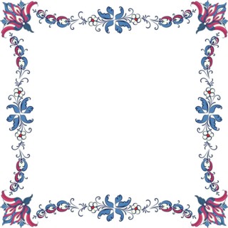 Vector floral frame with traditional Norwegian Rosemaling motif