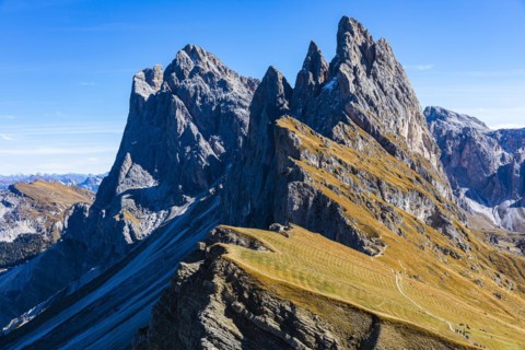 Geisler Group with the Sas Rigais peak, Val Gardena, Dolomites, South Tyrol, Italy, Europe