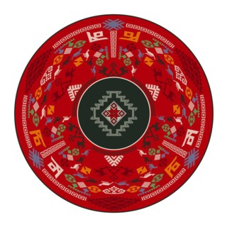 Traditional Kilim round decorative element, vector template