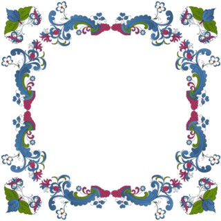 Vector floral frame with traditional Norwegian Rosemaling motif