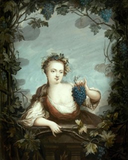 Woman with Grapes, painting by Ditlev Blunck, Historical, digitally restored reproduction of a historical work of art