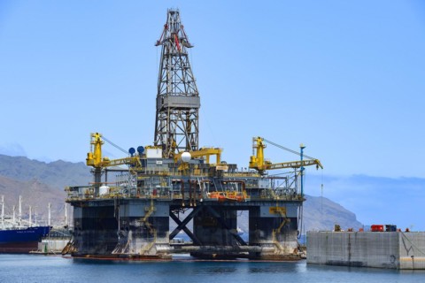 Oil rig in the port of Santa Cruz de Tenerife, Canary Islands, Spain, Europe