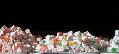Load of traditional turkish delight rahat lokum