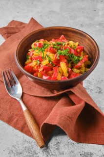 Rustic vegetable ragout in a plate ready to eat