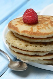 Blini, mini pancakes with fruit, blini