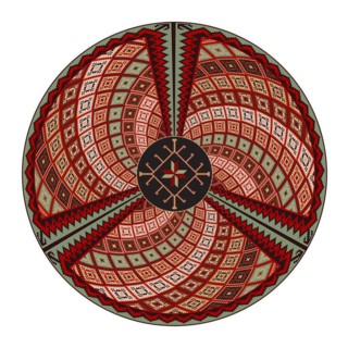 Traditional Kilim round decorative element, vector template