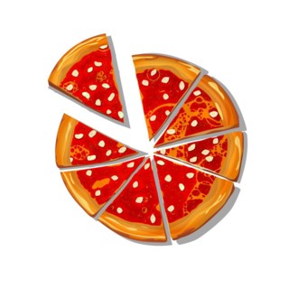 Sliced Pizza Marinara cartoon over white background, vector illustration
