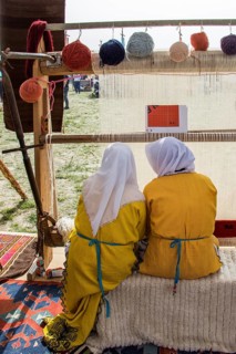 Carpet of traditional types made on a loom
