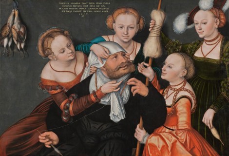 Hercules with Omphale, a figure from Greek mythology, painting by Lucas Cranach the Elder, 4 October 1472, 16 October 1553, one of the most important German painters, graphic artists and letterpress p...