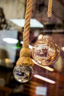 Decorative style filament light bulbs in view