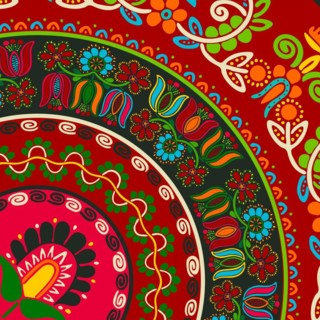 Traditional Hungarian embroidery vector decorative background card