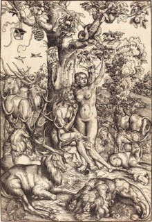 Adam and Eve in Paradise, painting by Lucas Cranach the Elder, 4 October 1472, 16 October 1553, one of the most important German painters, graphic artists and book printers of the Renaissance, Histori...
