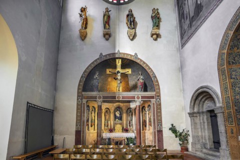 Side altar, Neo-Romanesque parish church of St. Anne in Lehel, Munich, Bavaria, Germany, Europe