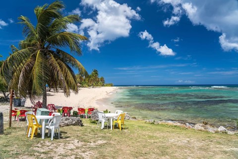 On the beach Plage de la Chapelle, Anse Bertrand, Grande-Terre, Guadeloupe, France, North America
