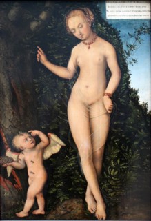 Venus with Cupid, the Honey Thief, painting by Lucas Cranach the Elder, 4 October 1472, 16 October 1553, one of the most important German painters, graphic artists and letterpress printers of the Rena...