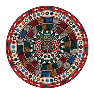 Decorative round tribal design element over white background, vector illustration