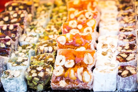 Load of traditional turkish delight rahat lokum