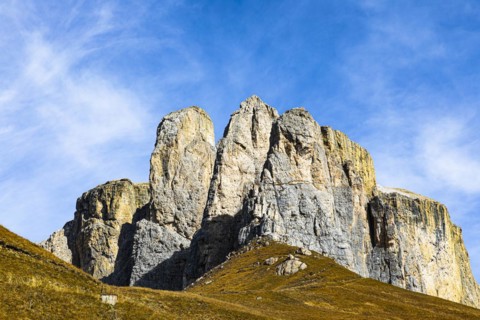 Summit of the Sella massif, view from the Sella Pass, Dolomites, South Tyrol, Italy, Europe