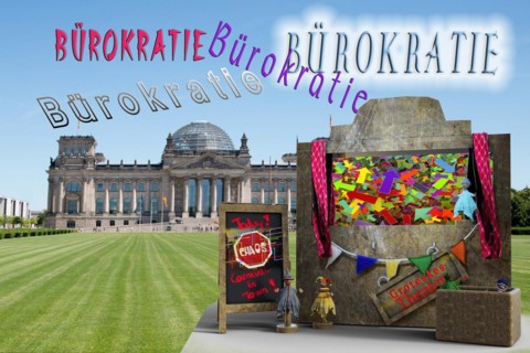 Symbolic image, federal German bureaucracy, inefficiently ponderous, approval procedures for investments expensive, complicated laws, digitisation of administration, tangled paths, outdated procedures...