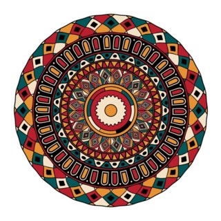 Decorative round tribal design element over white background, vector illustration