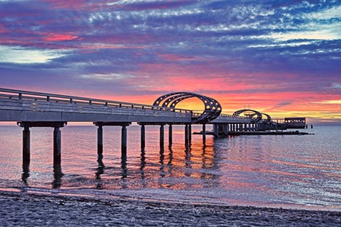 Kellenhusen pier, Baltic Sea, sunrise, Schleswig-Holstein, Germany, Europe