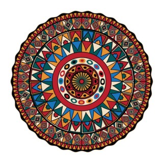 Decorative round tribal design element over white background, vector illustration