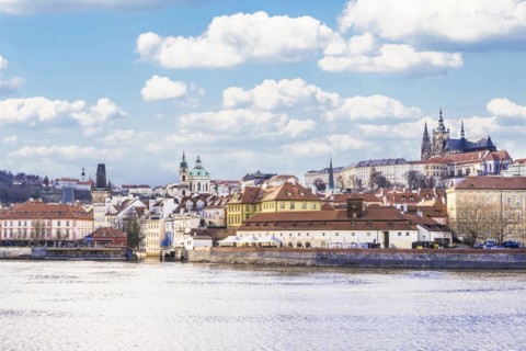 View of Mala Strana by the Moldava river located in Prague, Czech Republic, Europe