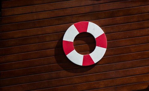 Life preserver or life saver hanging in air