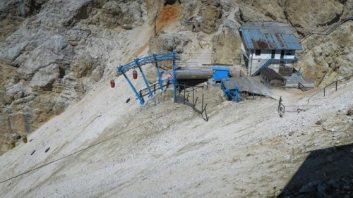 Gondola lift to Forcella Staunies, Monte Cristallo group, Dolomites, Italy, Dolomites, Italy, Europe