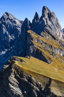 Geisler Group with the Sas Rigais peak, Val Gardena, Dolomites, South Tyrol, Italy, Europe