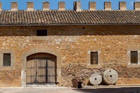 Torre de Canyamel, farmyard with old millstones, near Capdepera, Majorca, Balearic Islands, SpainMallorca, Balearic Islands, Spain, Europe