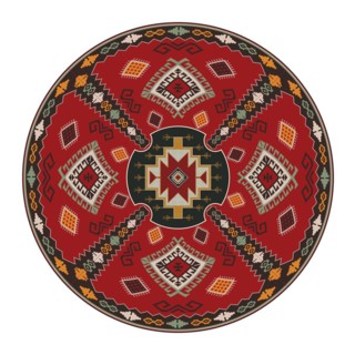 Traditional Kilim round decorative element, vector template