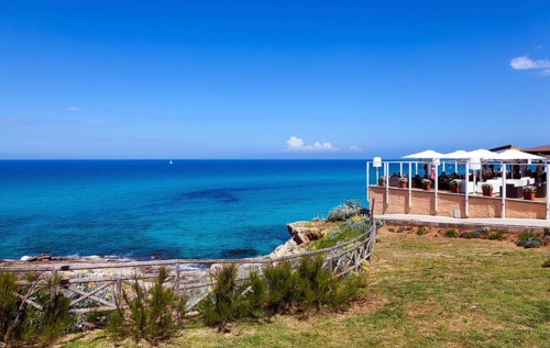 Restaurant on the coast at Cala Mesquida, Majorca, Balearic Islands, Spain, Europe