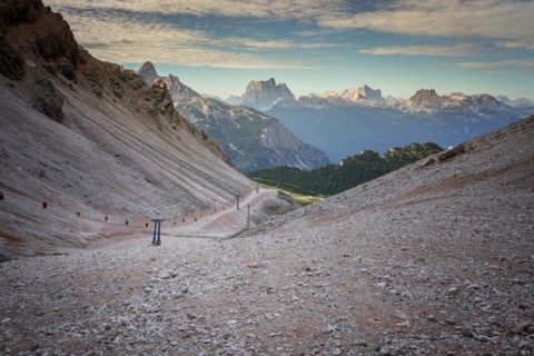 Gondola lift to Forcella Staunies, Monte Cristallo group, Dolomites, Italy, Monte Cristallo group, Dolomites, Italy, Europe
