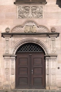 Town hall portal from 1899, Obstmarkt, Nuremberg, Middle Franconia, Bavaria, Germany, Europe