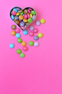 Chocolate Lentils in Heart Cookie Cutter, Smartie