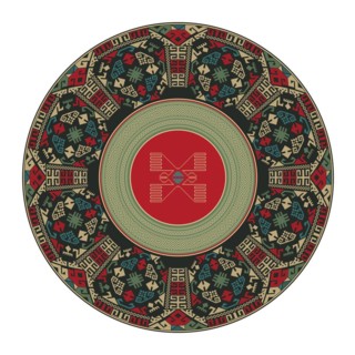Traditional Kilim round decorative element, vector template