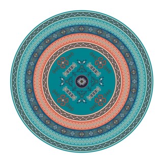 Traditional Kilim round decorative element, vector template