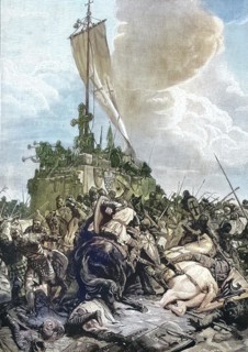 The Battle of Legnano took place on 29 May 1176 between the troops of the Holy Roman Empire led by Emperor Frederick Barbarossa and the Lombard League, Historical, digitally restored reproduction of a...
