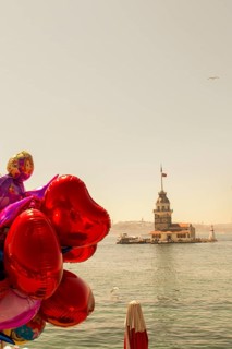 Maidens Tower located in the middle of Bosporus