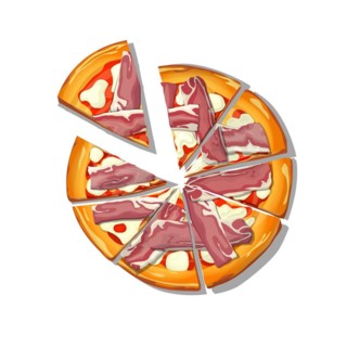 Sliced Pizza Tirolese cartoon over white background, vector illustration