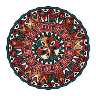 Decorative round tribal design element over white background, vector illustration