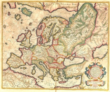 Atlas, map from 1623, Europe, Near East, Russia, Mediterranean, digitally restored reproduction from an engraving by Gerhard Mercator, born as Gheert Cremer, 5 March 1512, 2 December 1594, geographer ...