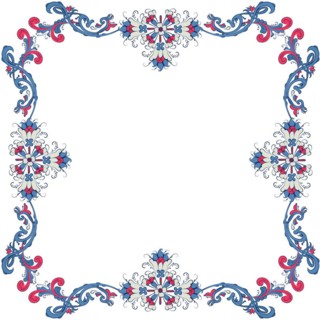 Vector floral frame with traditional Norwegian Rosemaling motif